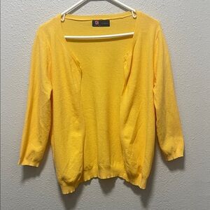 Kancy Kole Yellow Open Front 3/4 Sleeve Knit Cardigan Size M